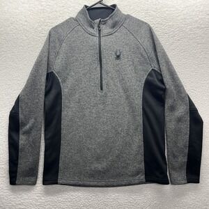 Spyder Sweater Mens Large Gray Active 1/2 Zip Pullover Long Sleeve Casual Preppy